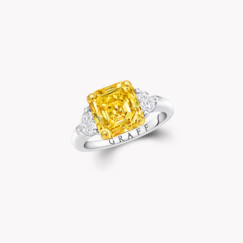 Emerald Cut Yellow Diamond High Jewellery Ring