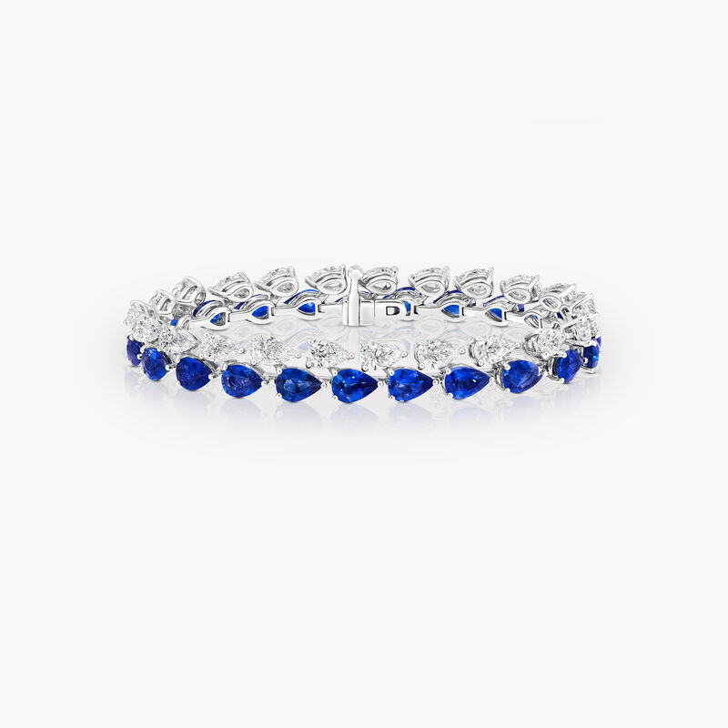 梨形蓝宝石及钻石手链, , hi-res
