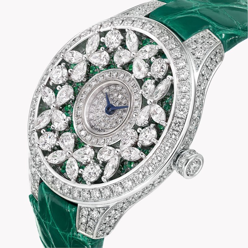 Classic Butterfly Diamond and Emerald Watch, , hi-res