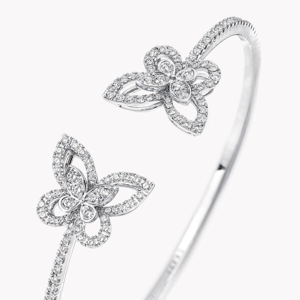 Double Butterfly Silhouette Diamond Bangle, , hi-res