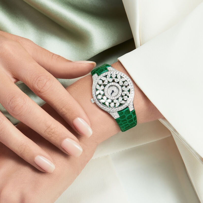 Classic Butterfly Diamond and Emerald Watch, , hi-res
