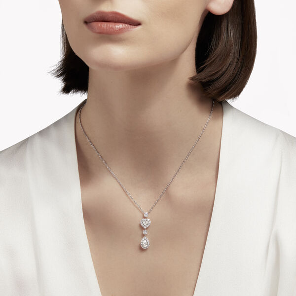 Icon Heart and Pear Shape Diamond Drop  Necklace, , hi-res