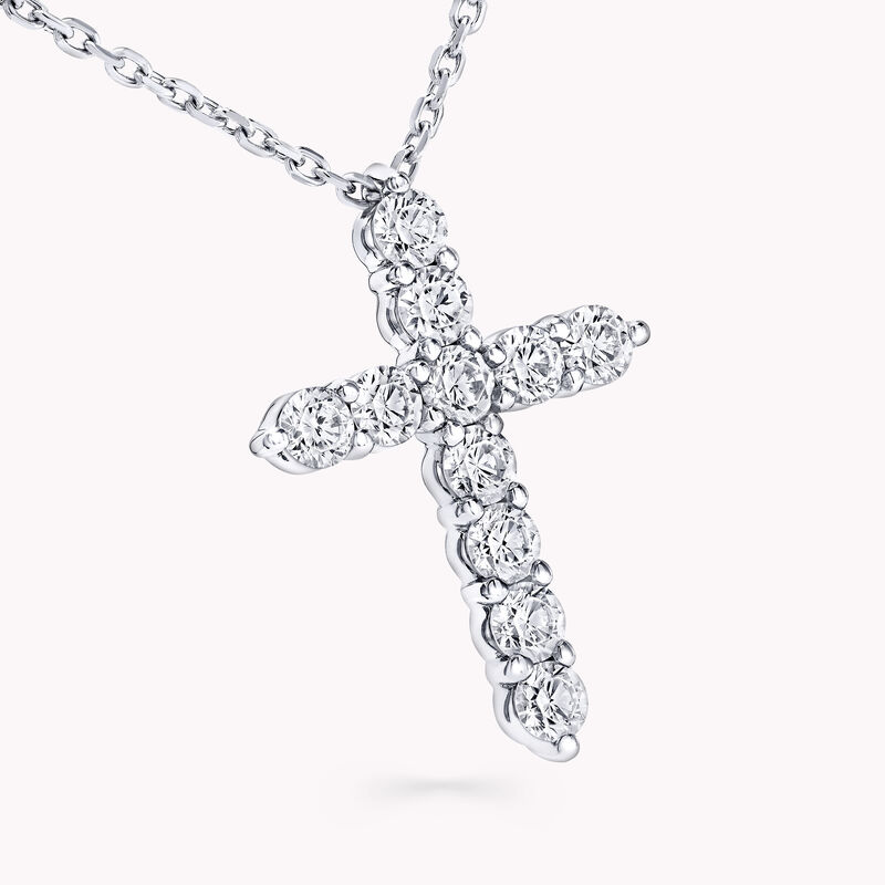 Round Diamond Cross Mini Pendant, , hi-res