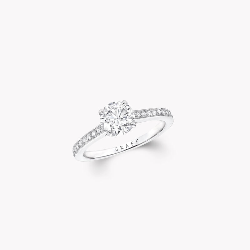 Flame Round Diamond Engagement Ring, , hi-res
