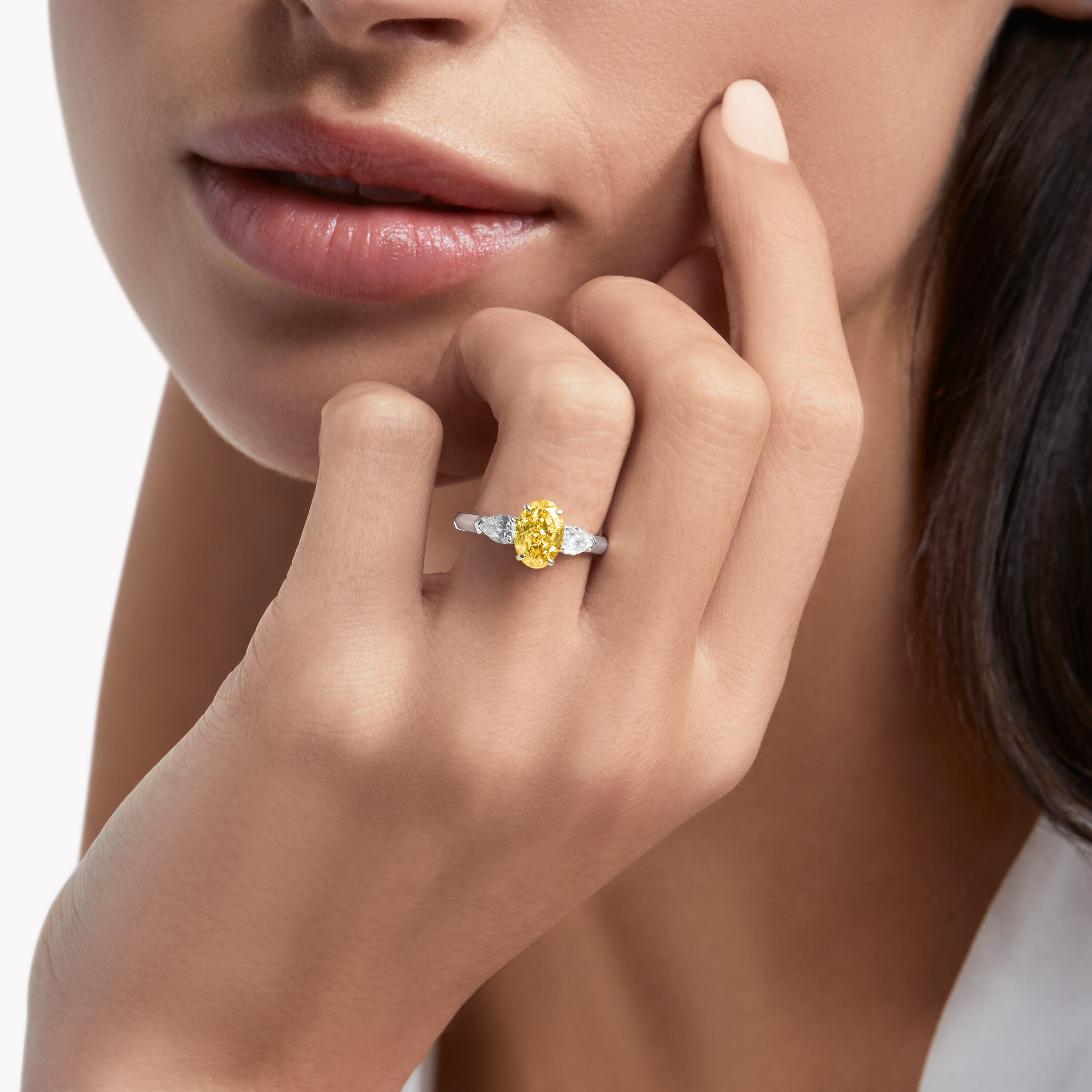 Promise Oval Yellow Diamond Engagement Ring Platinum Yellow Gold