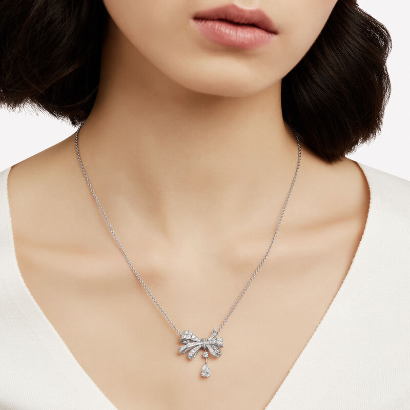 Tilda's Bow Classic Diamond Drop Pendant, , hi-res