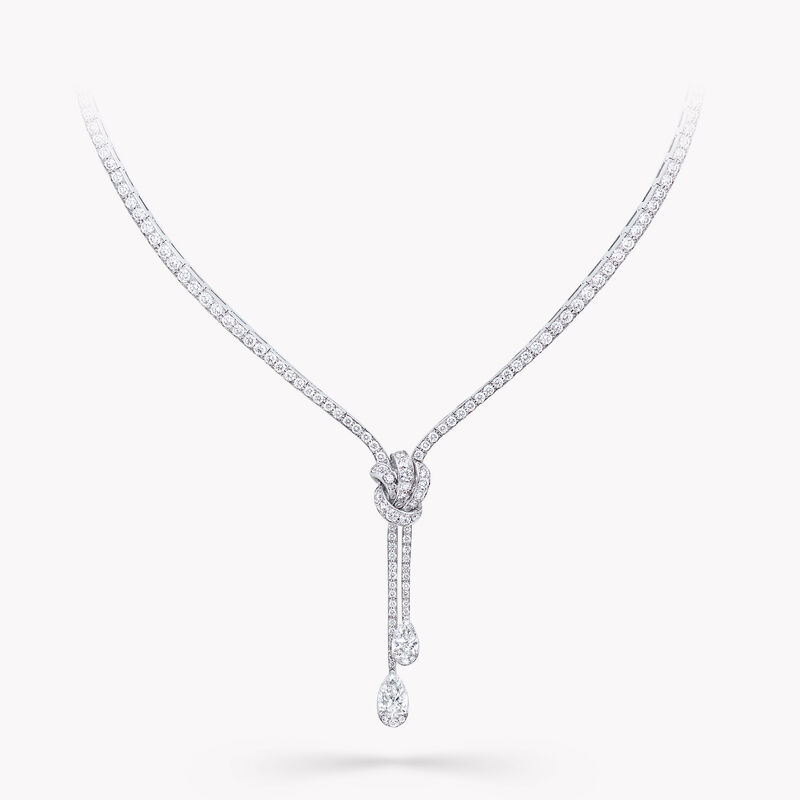Tilda’s Bow Double Pavé Diamond Drop Necklace, , hi-res
