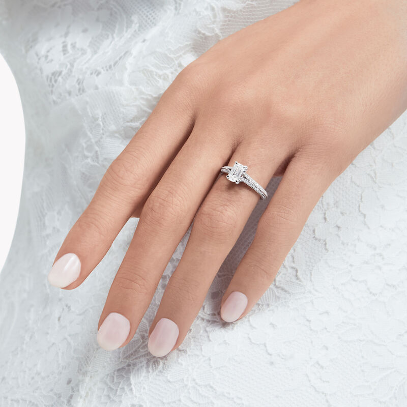 Legacy Emerald Cut Diamond Engagement Ring, , hi-res