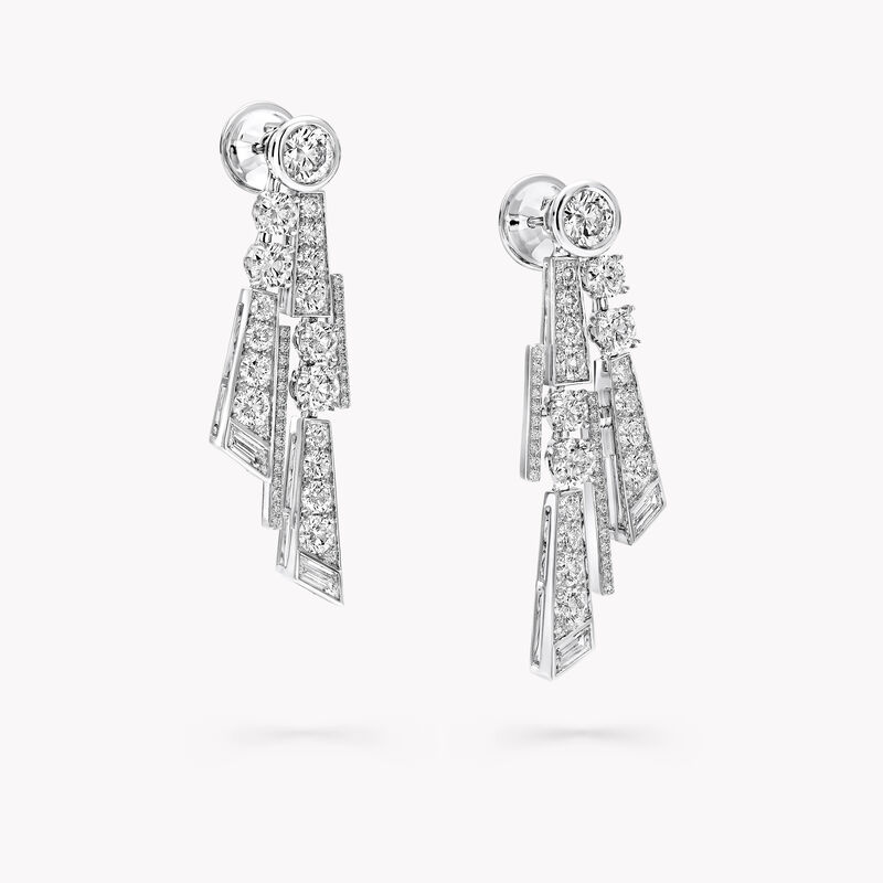 圆形和梯形切割钻石耳环