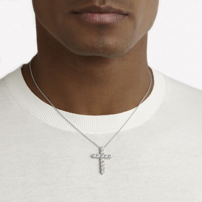 Round Diamond Cross Large Pendant, , hi-res