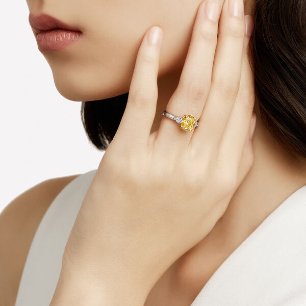 Promise Cushion Cut Yellow Diamond Engagement Ring, , hi-res