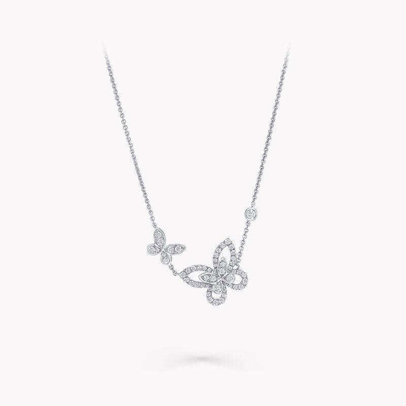 Double Butterfly Silhouette Diamond Pendant, , hi-res