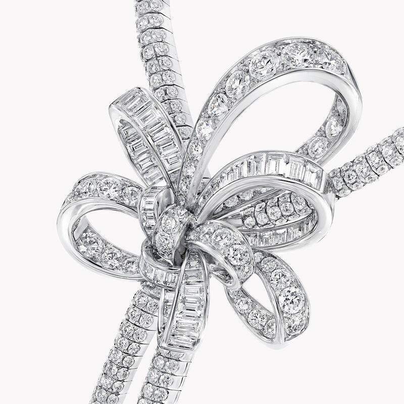 Tilda’s Bow Double Diamond Drop High Jewellery Necklace
