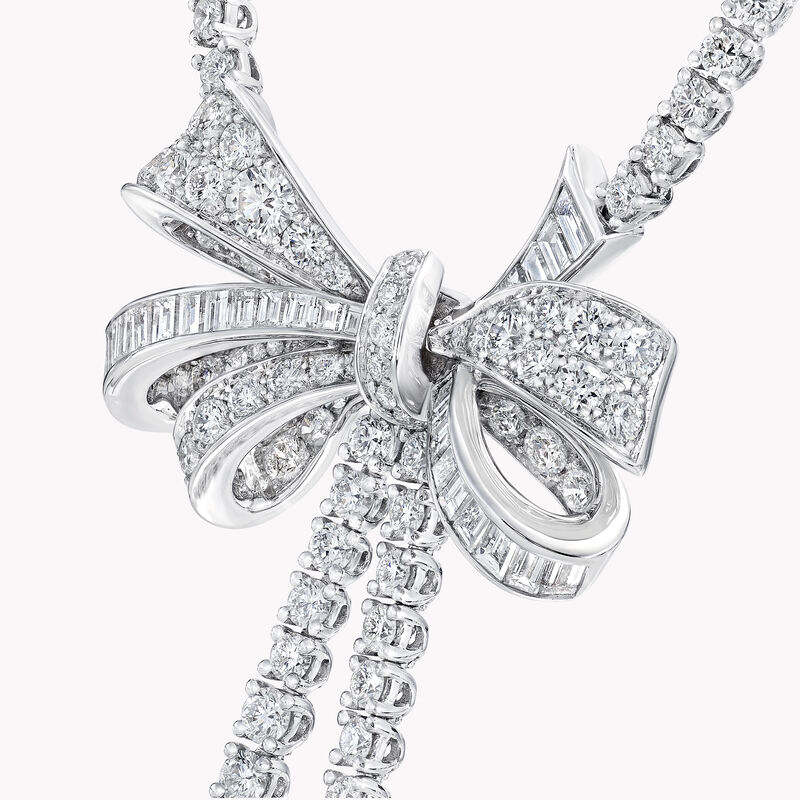 Tilda’s Bow Double Strand Round Diamond Necklace