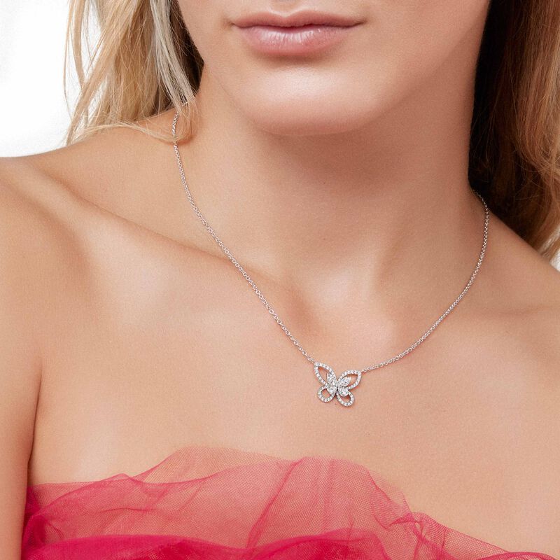 Butterfly Silhouette Diamond Pendant, , hi-res