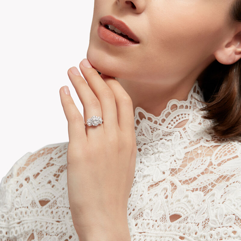 Icon Three Stone Oval Diamond Engagement Ring, , hi-res