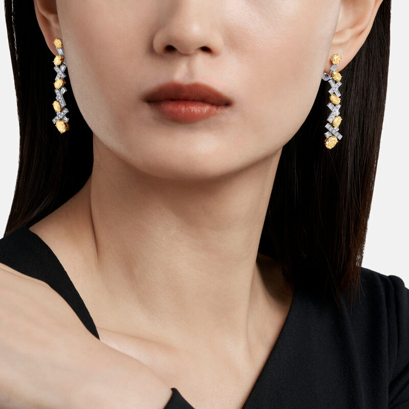 Threads Yellow and White Diamond High Jewellery Earrings, , hi-res