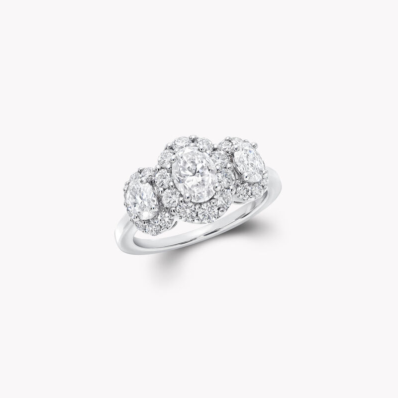 Icon Three Stone Oval Diamond Engagement Ring, , hi-res