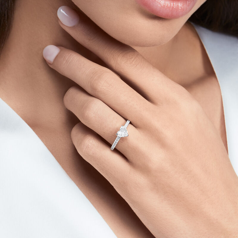 Flame Heart Shape Diamond Engagement Ring