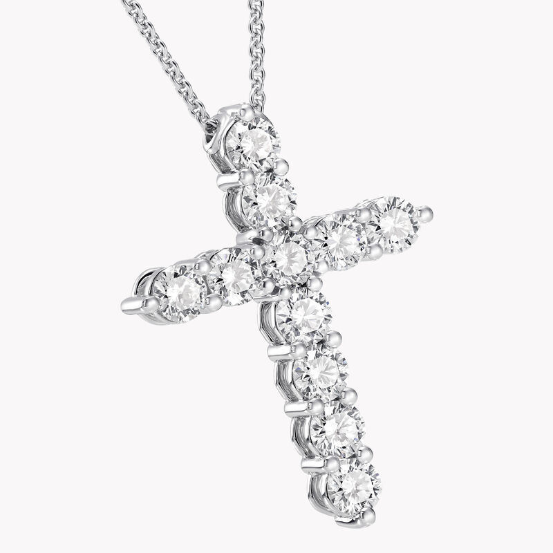 Round Diamond Cross Medium Pendant, , hi-res