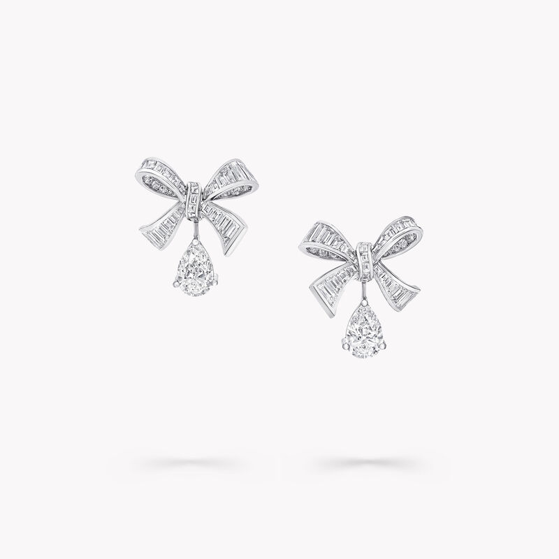 Tilda’s Bow Baguette Cut Diamond Drop Earrings, , hi-res