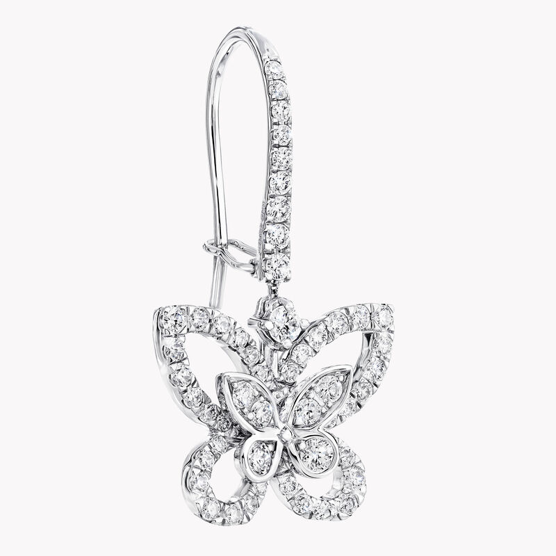 Butterfly Silhouette Diamond Drop Earrings, , hi-res