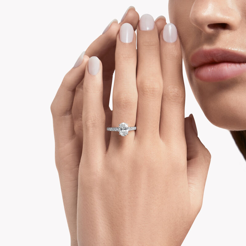 Flame Oval Diamond Engagement Ring, , hi-res