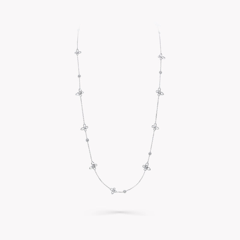 Butterfly Silhouette Diamond Long Necklace