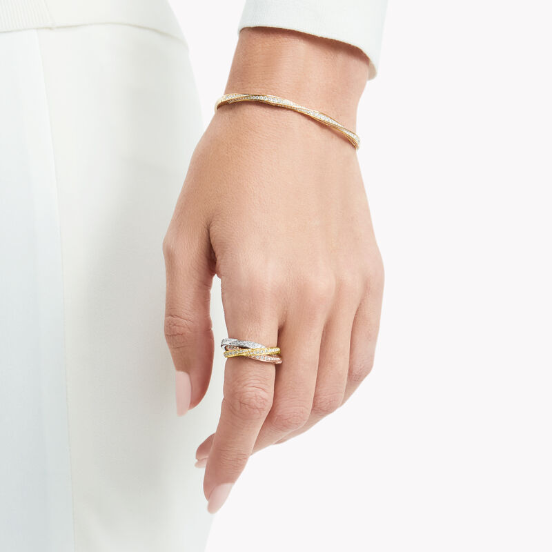 Spiral Pavé Diamond Bangle, , hi-res