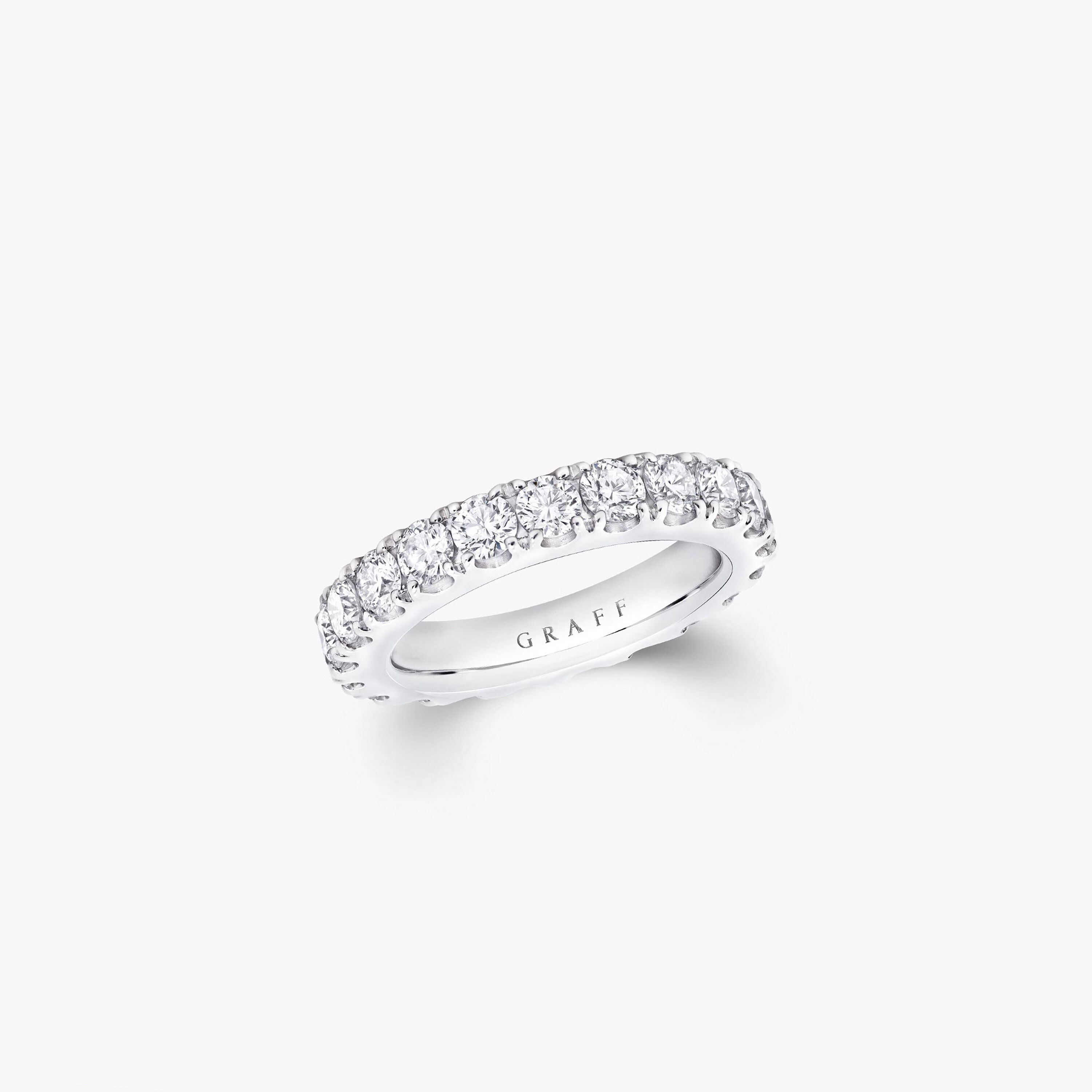 Castle Set Round Diamond Wedding Band Platinum Graff