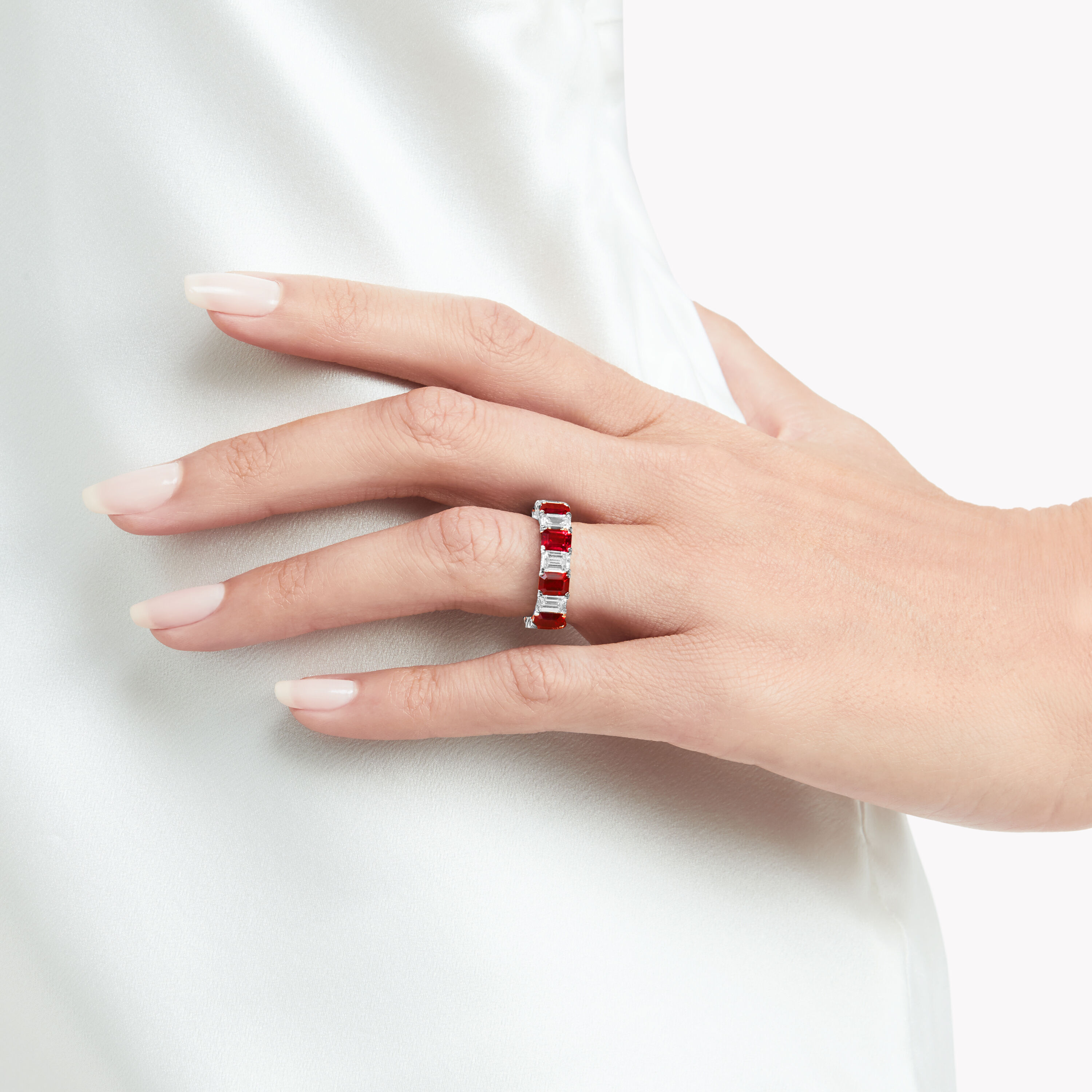 Ruby and Diamond Engagement Ring + Wedding Band - RingSpotters