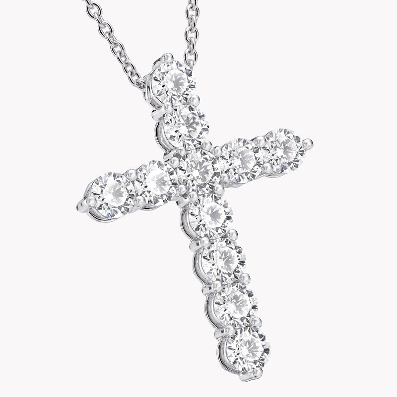 Round Diamond Cross Large Pendant, , hi-res