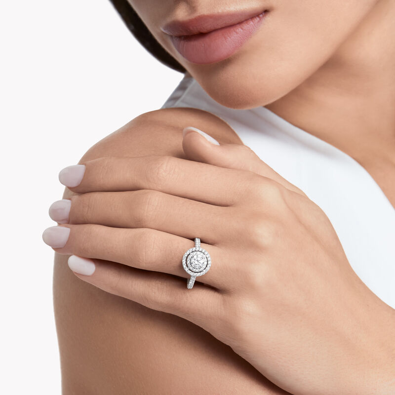 Twin Constellation Round Diamond Engagement Ring, , hi-res