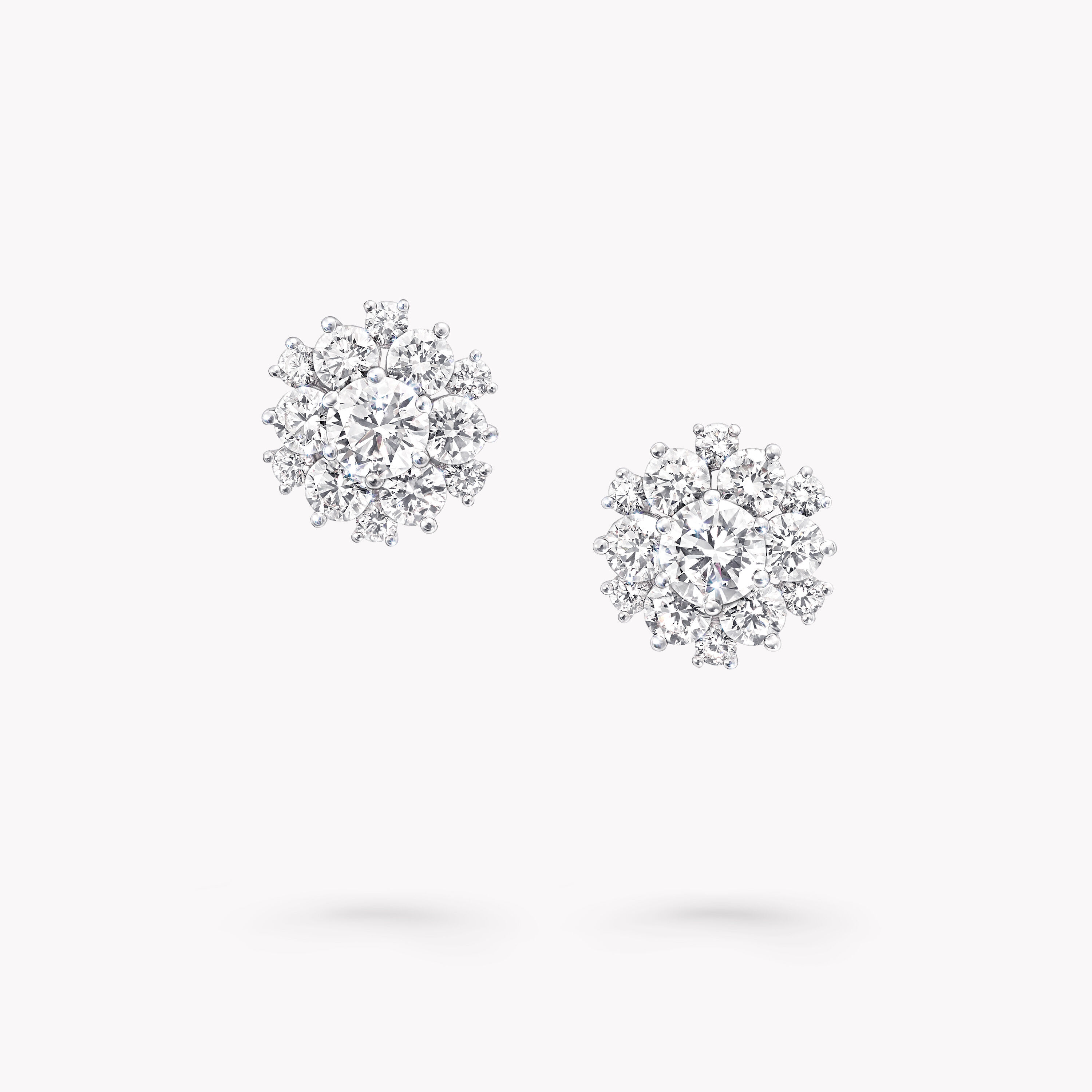 Round Diamond Cluster Stud Earrings