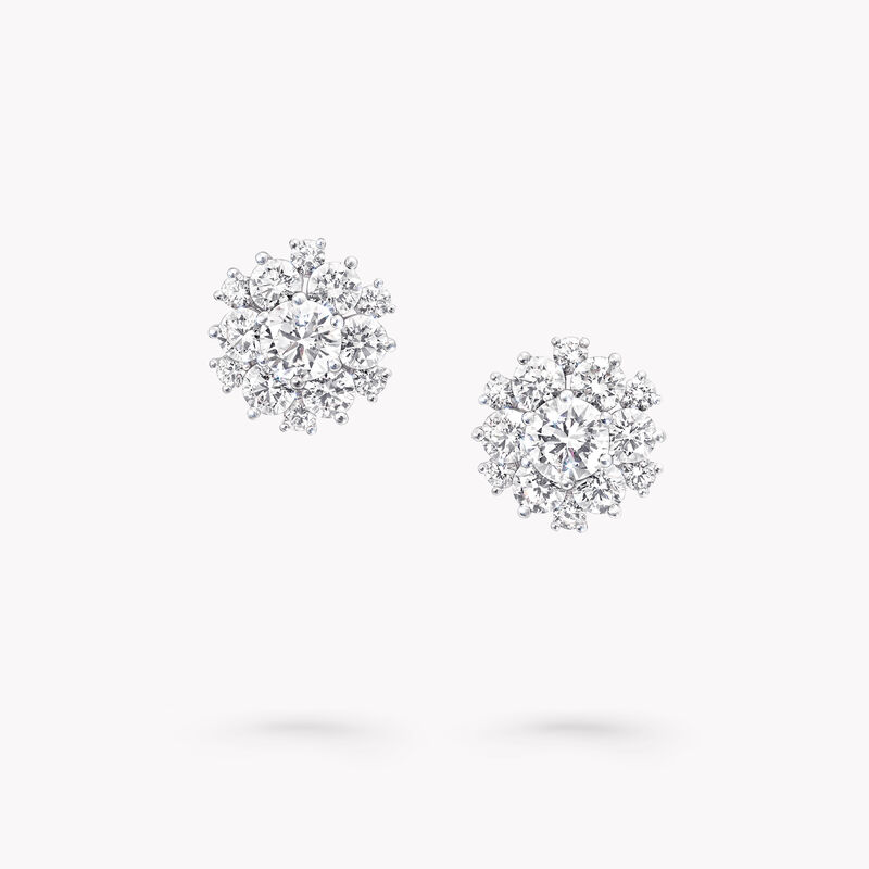 Round Diamond Cluster Stud Earrings, , hi-res