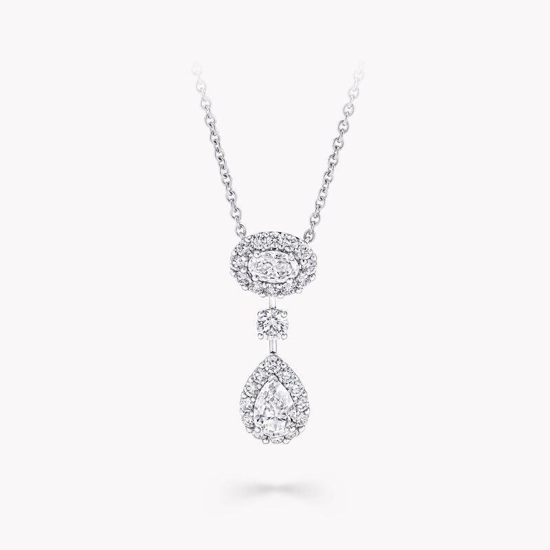 Icon Oval and Pear Shape Diamond Drop Necklace, , hi-res