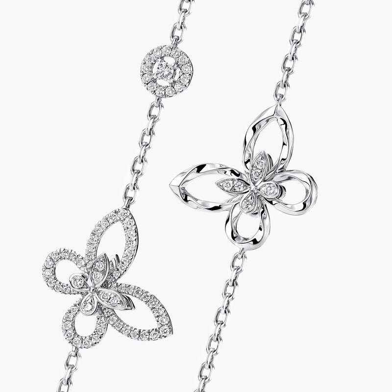 Butterfly Silhouette Diamond Long Necklace, , hi-res