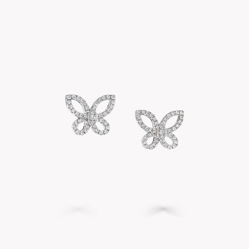 Mini Butterfly Silhouette Diamond Earrings, , hi-res