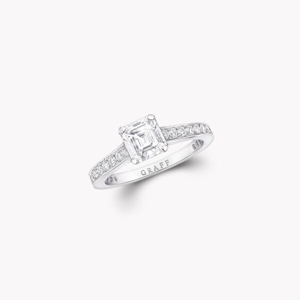 Flame Square Emerald Cut Diamond Engagement Ring, , hi-res