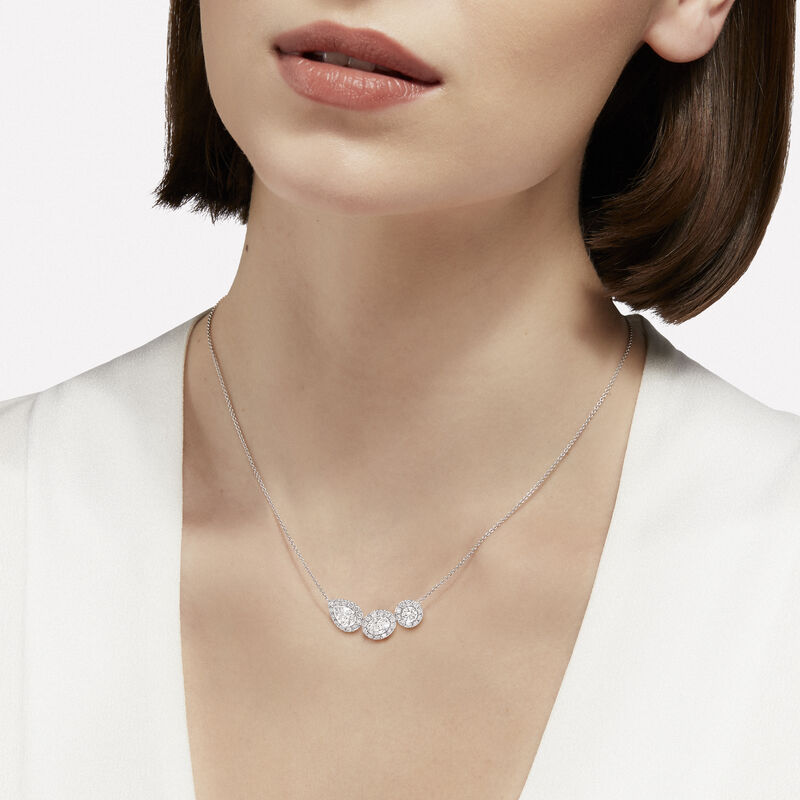 Icon Three Stone Diamond Necklace, , hi-res