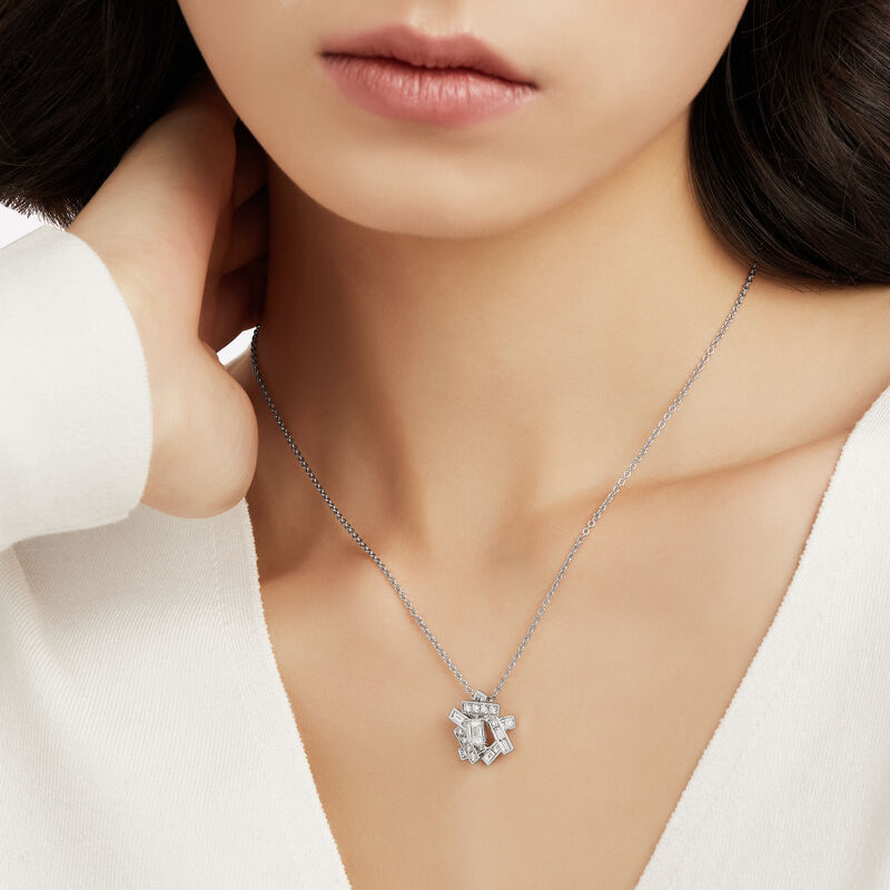 Threads Emerald Cut Diamond Pendant, , hi-res