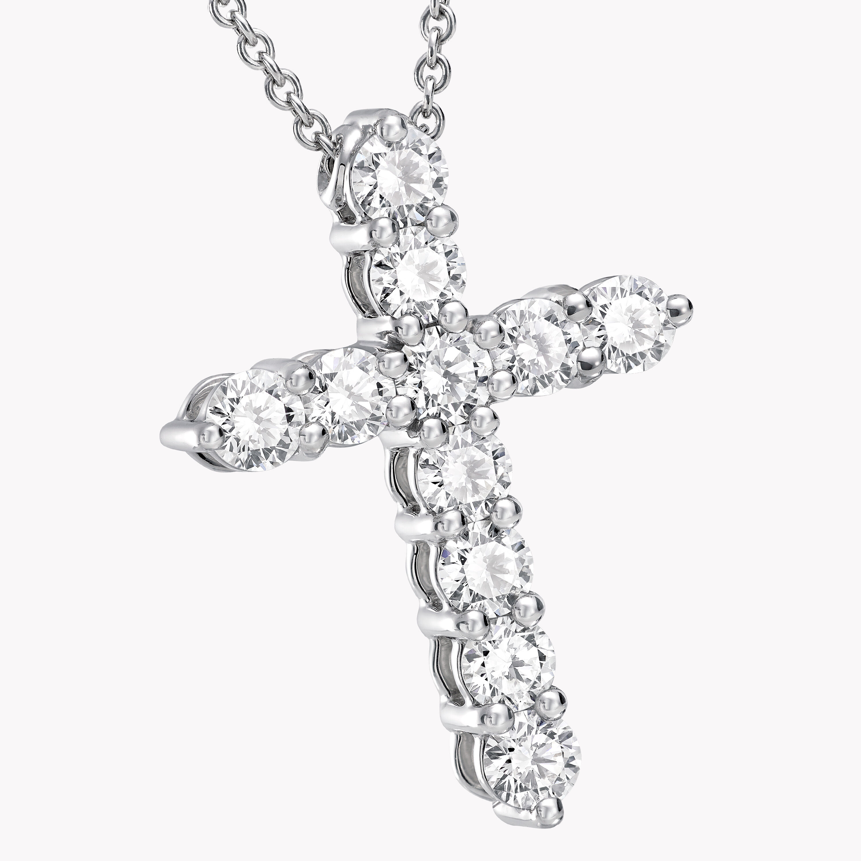 Round Diamond Cross Small Pendant 