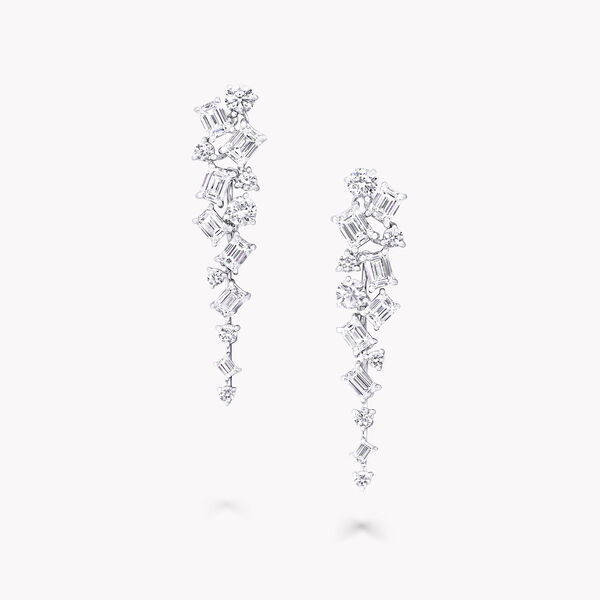 Tapered Multi Shape Diamond Earrings, , hi-res