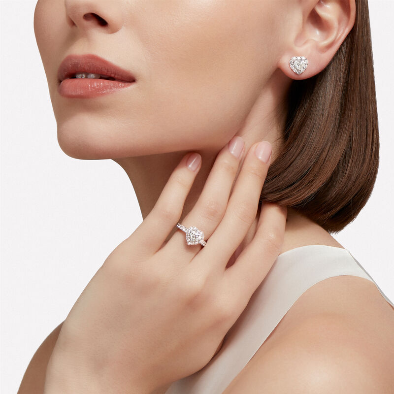 Icon Heart Shape Diamond Stud Earrings, , hi-res
