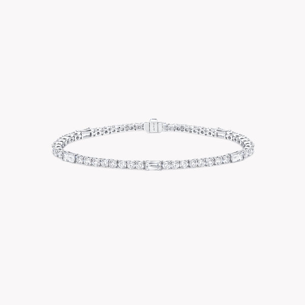 Round and Emerald Cut Diamond Bracelet, , hi-res