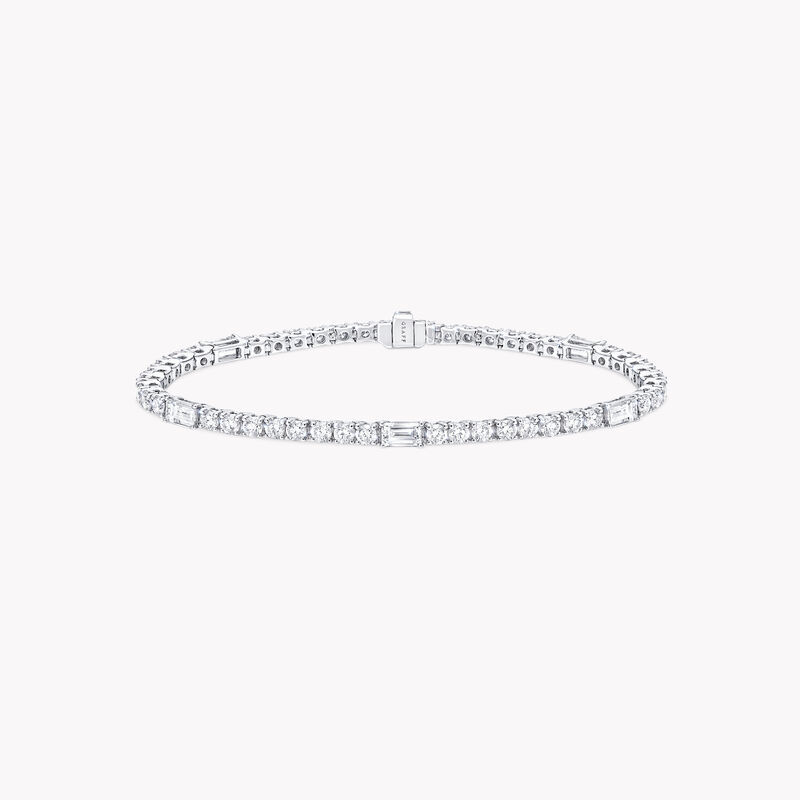 Round and Emerald Cut Diamond Bracelet, , hi-res
