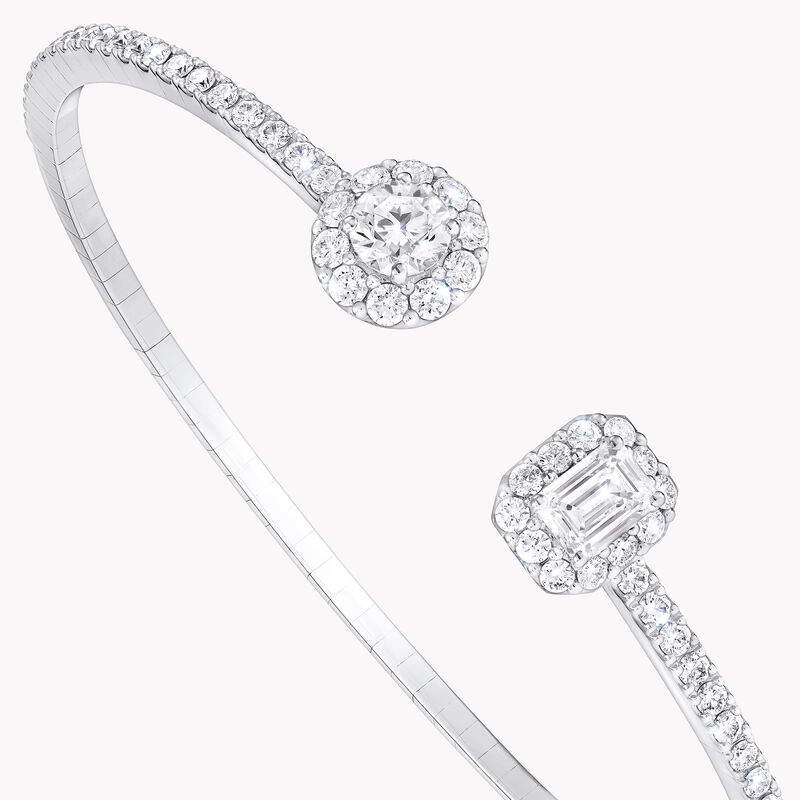 Icon Round and Emerald Cut Open Diamond Bangle, , hi-res