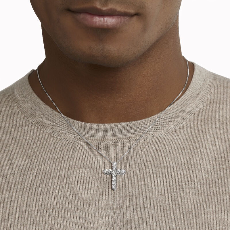 Round Diamond Cross Medium Pendant, , hi-res