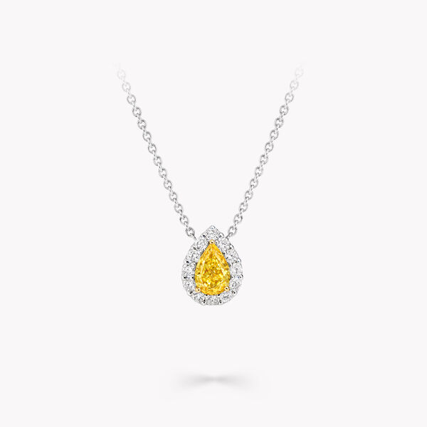 Icon Pear Shape Yellow and White Diamond Pendant, , hi-res