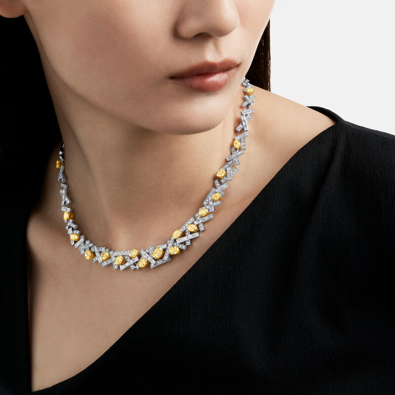 Threads Yellow and White Diamond High Jewellery Necklace, , hi-res